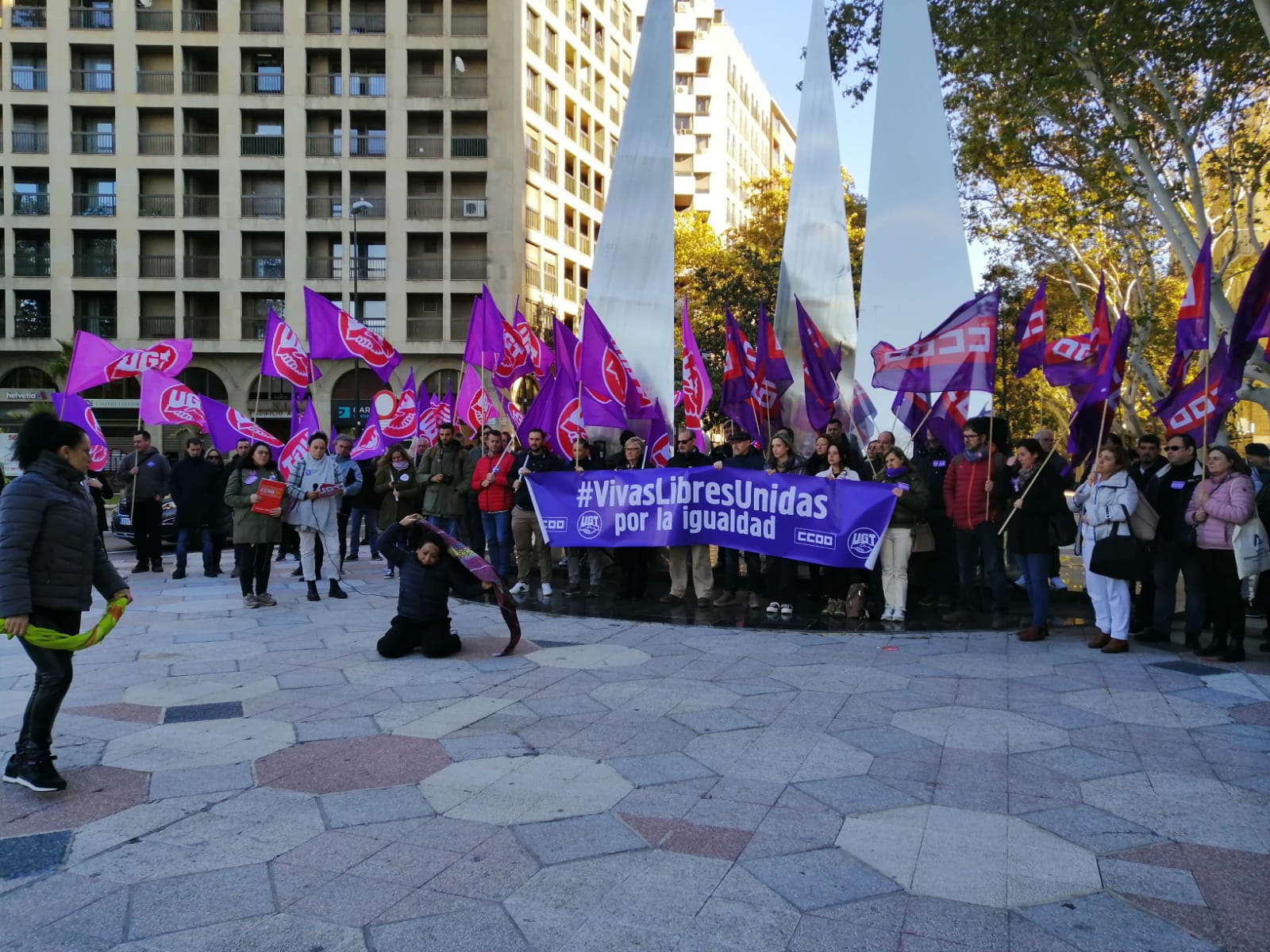 Concentración de UGT y CCOO Aragón contra la violencia de género en Zaragoza
